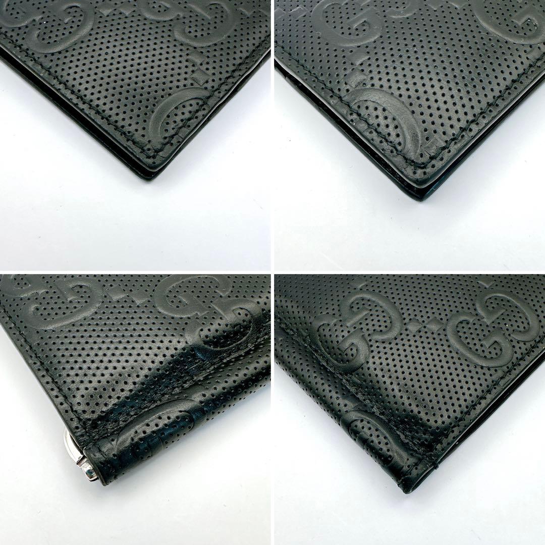 美品　グッチ マネークリップ 札入れ GGエンボス デカロゴ ブラック 黒　希少