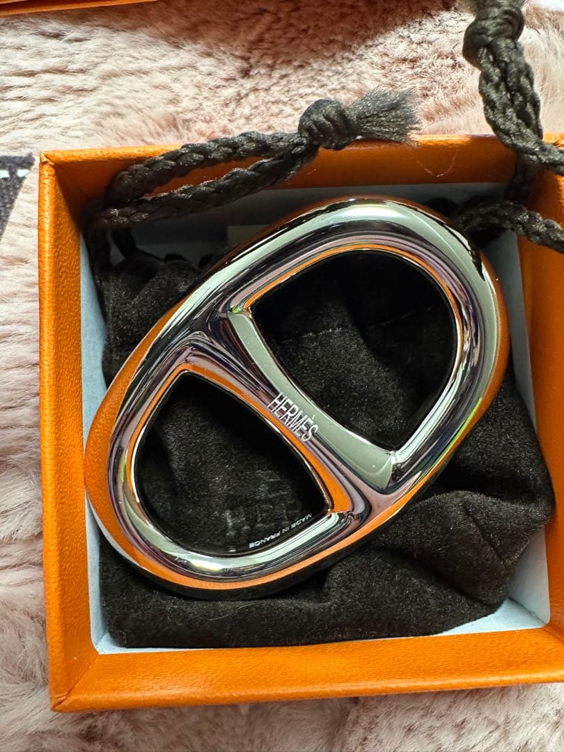 【新品未使用】エルメス　シェーヌダンクル　スカーフリング　シルバー