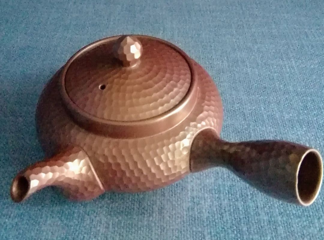 煎茶道具　萬古焼よこて急須　手作りダイヤモンドカット