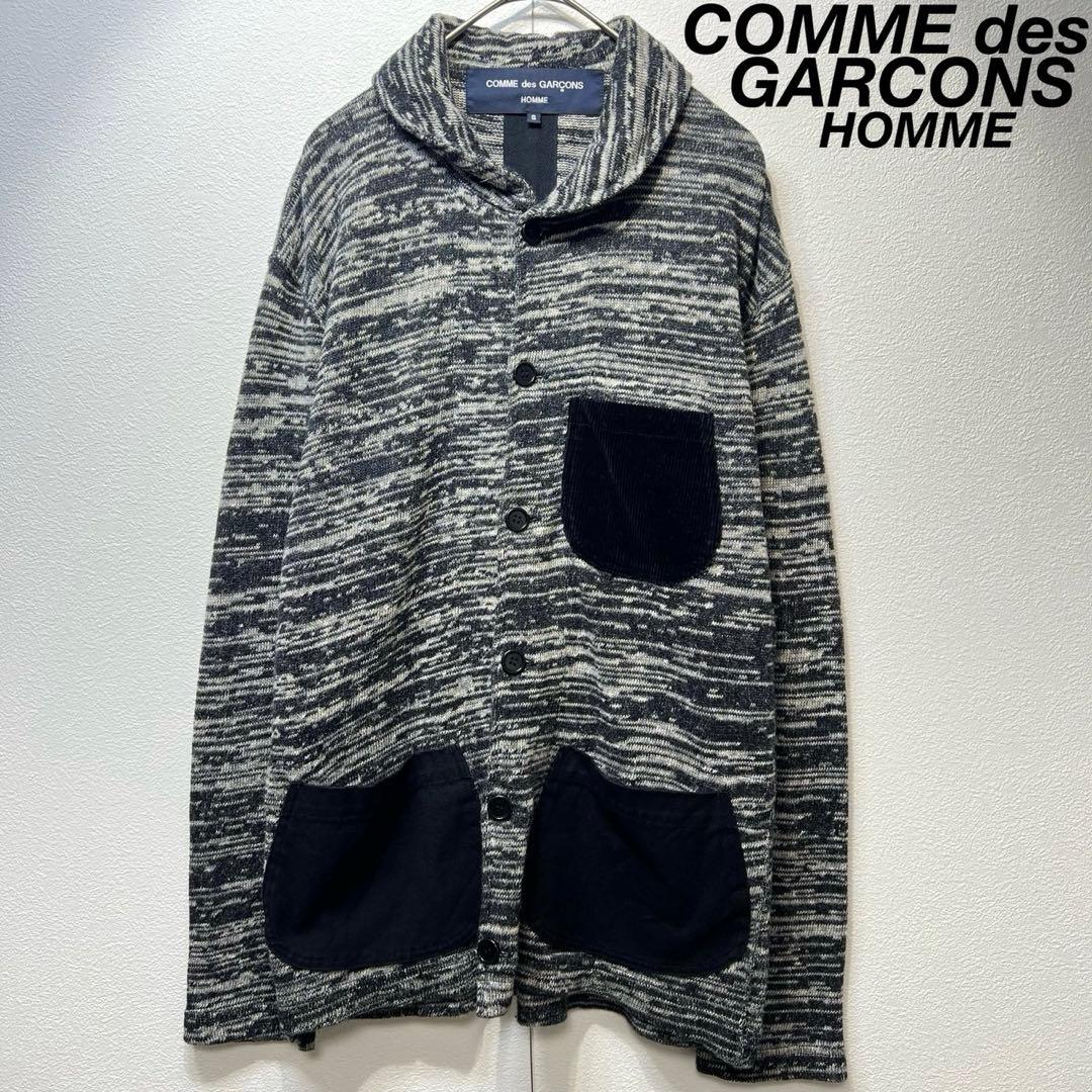 希少 美品 コムデギャルソンオム 総柄 ドッキングカーディガン ニットジャケット