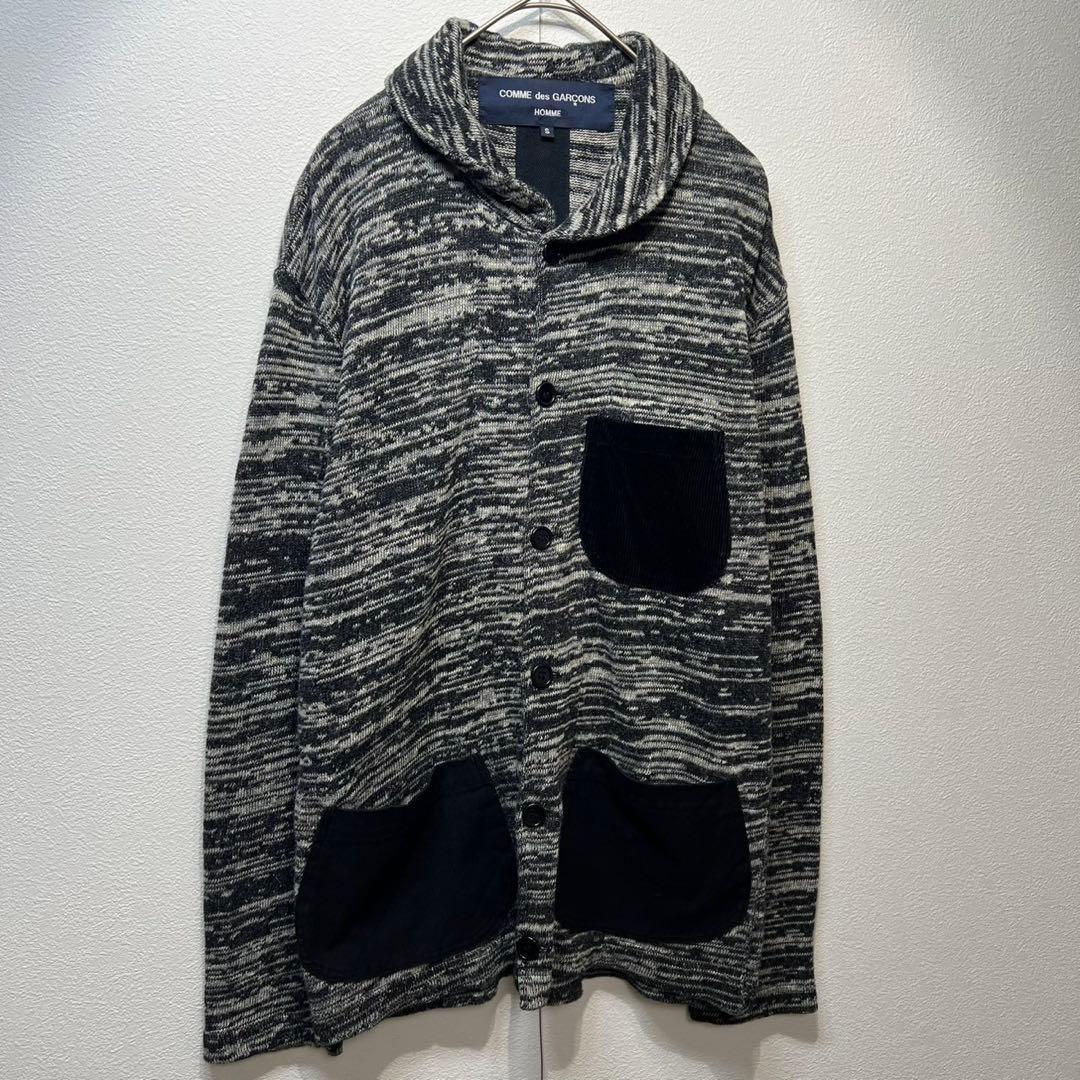 希少 美品 コムデギャルソンオム 総柄 ドッキングカーディガン ニットジャケット