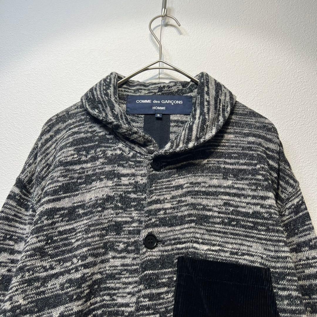 希少 美品 コムデギャルソンオム 総柄 ドッキングカーディガン ニットジャケット