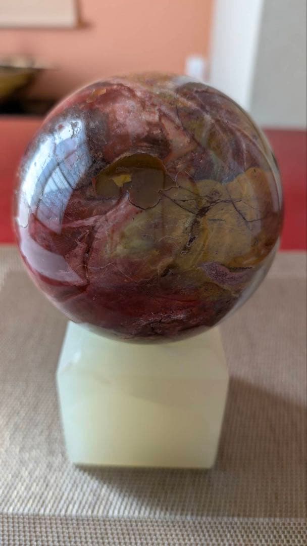 佐渡赤玉石、12センチ赤玉石球体、鑑賞石 パワーストーン、水石、日本三大銘石
