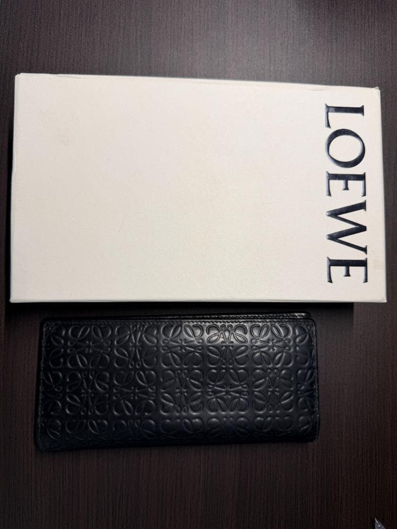 S*h様 【極美品・箱付】ロエベ 長財布 リピートアナグラム 二つ折り ブラック