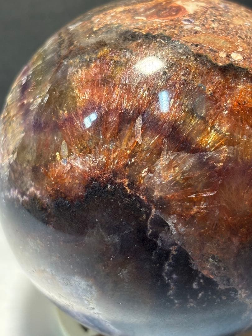 レア　オーラライト23 フローライト共生　スフィア　7.42cm 絶妙な美色