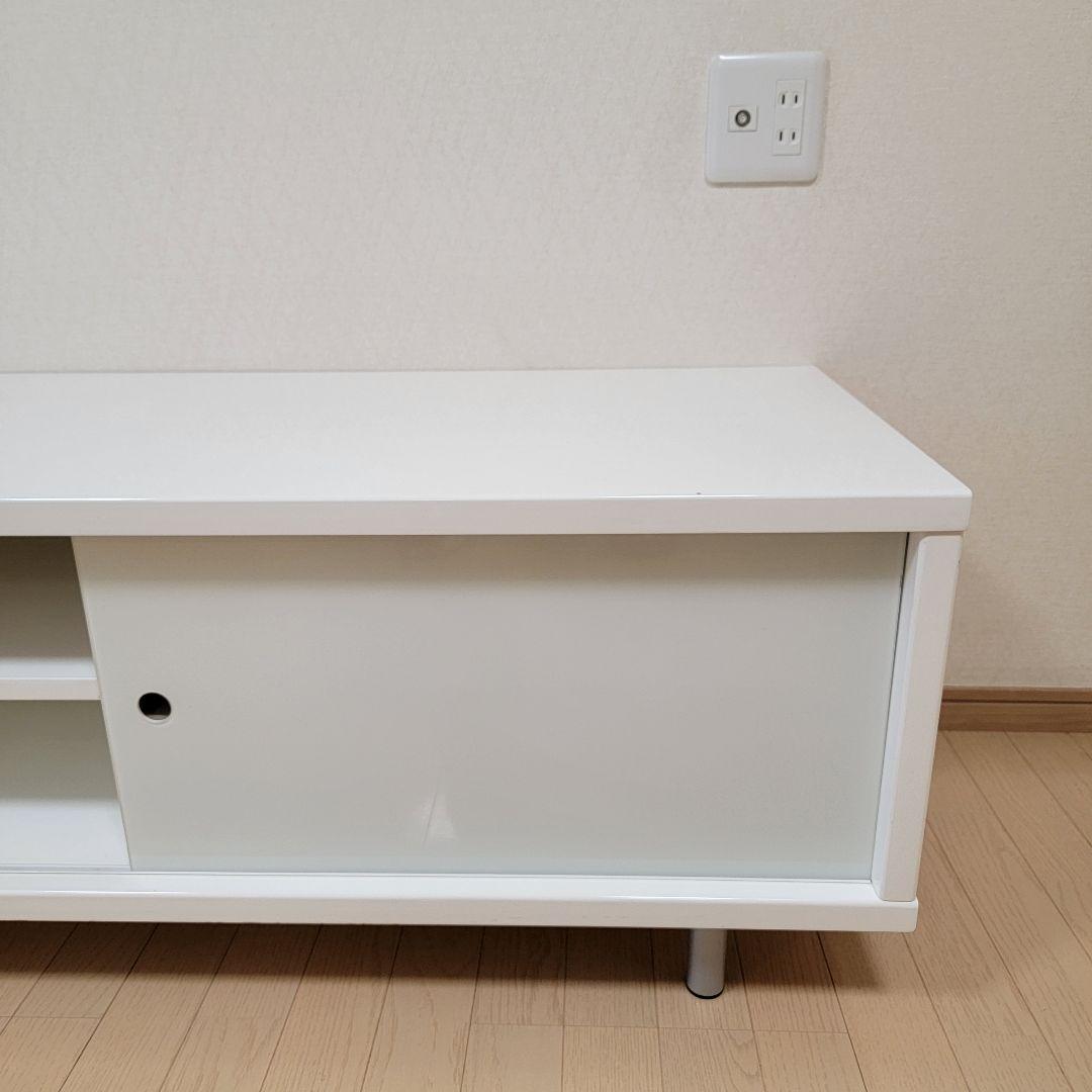 パールホワイト 光沢張り ガラス引き扉 テレビボード 180cm