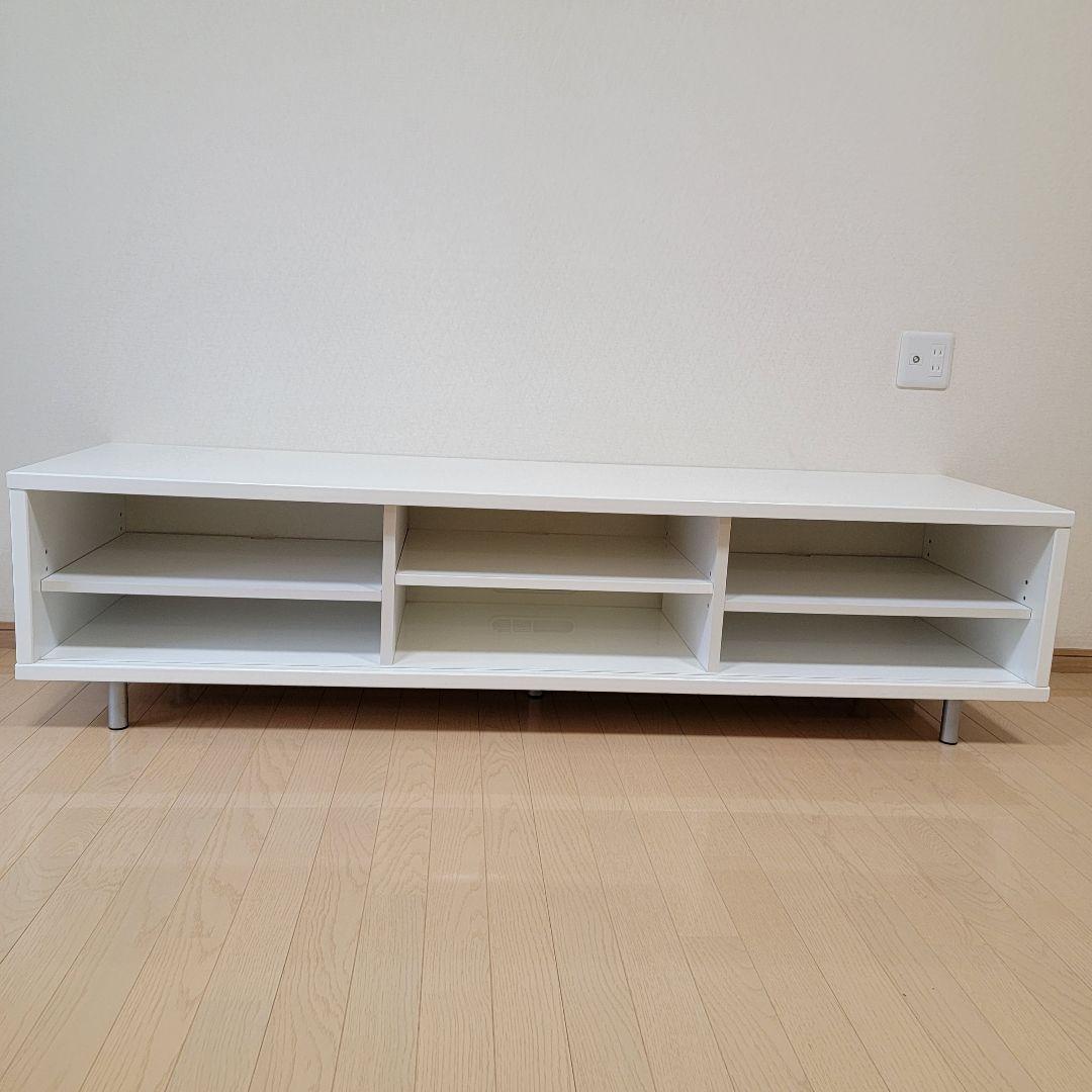 パールホワイト 光沢張り ガラス引き扉 テレビボード 180cm