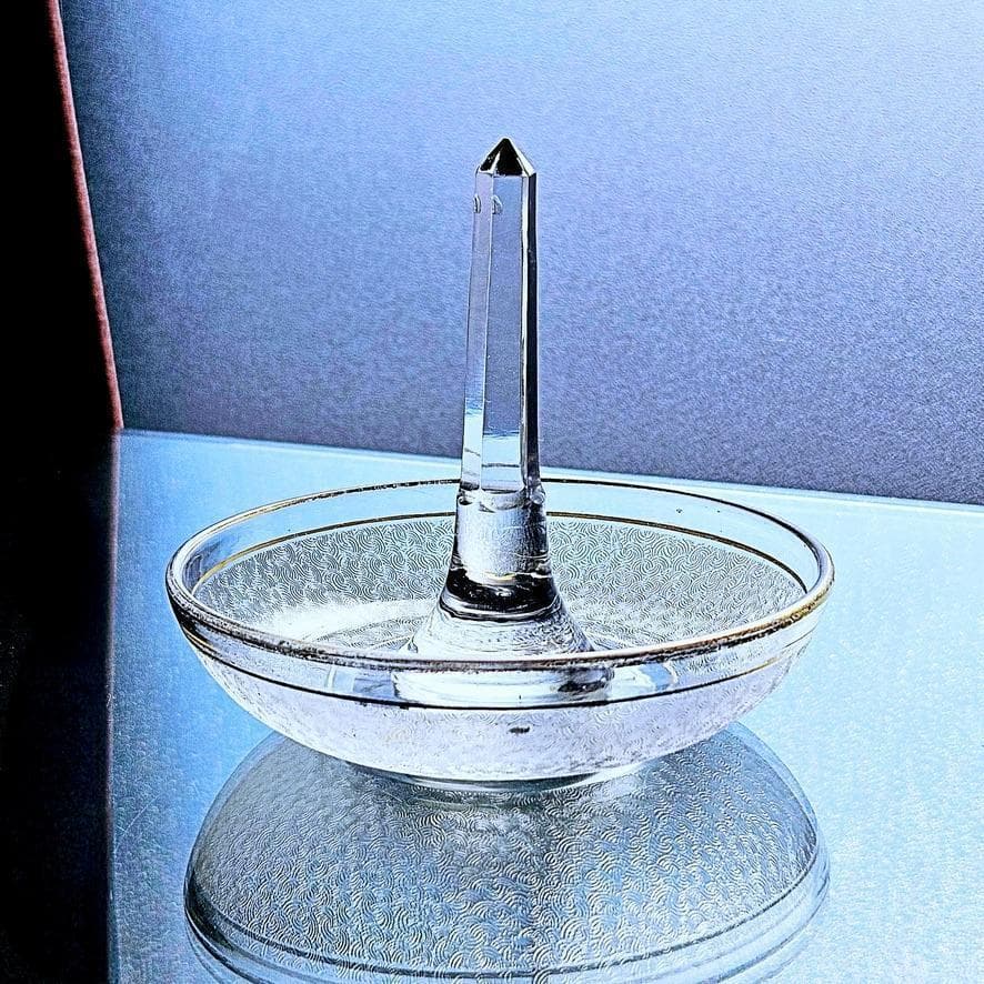 金彩オールドバカラ 青海波エッチングのリングホルダー 晴海商店 19世紀後半