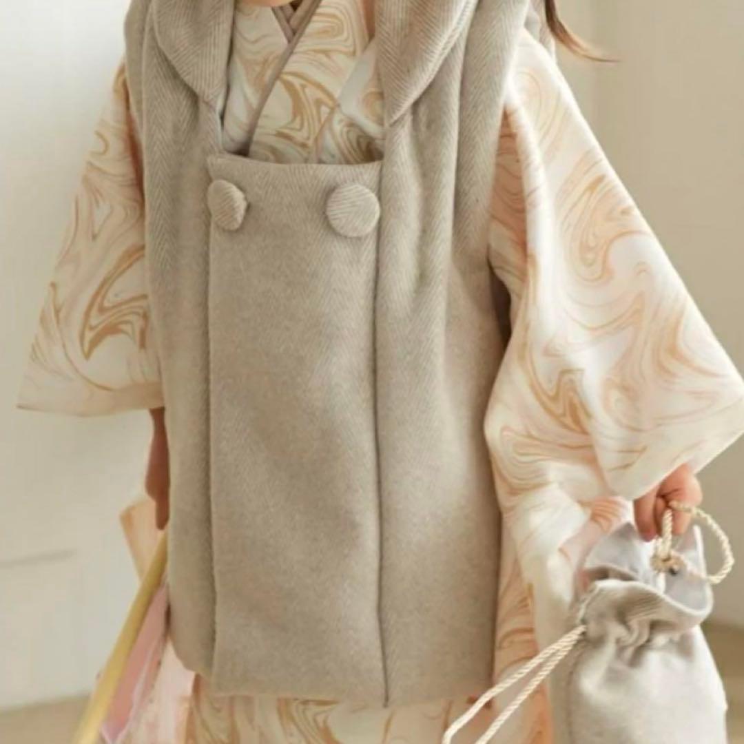 七五三　被布コートセット　ひよこ商店　utatane マーブルベージュ