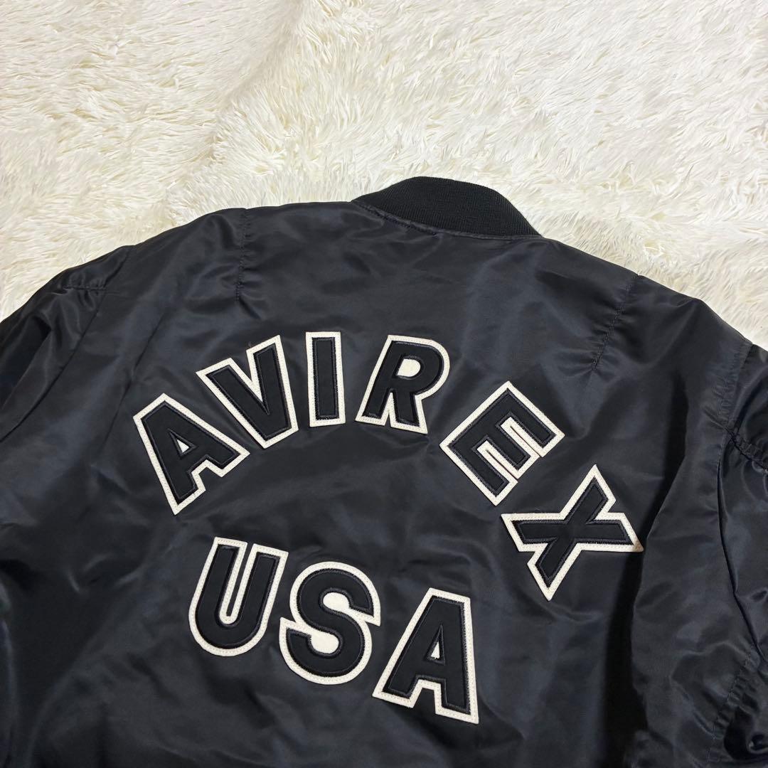 美品 AVIREX フライトジャケット アーチロゴ コマーシャルロゴ XL 黒