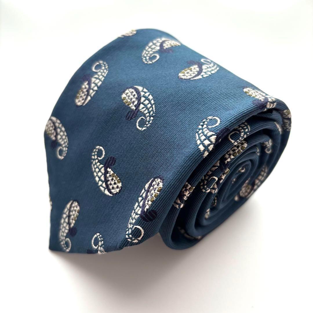 ꧁美品꧂ トゥモローランド ネクタイ セブンフォールド ペイズリー グリーン