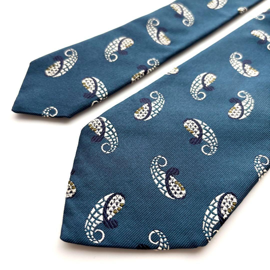 ꧁美品꧂ トゥモローランド ネクタイ セブンフォールド ペイズリー グリーン