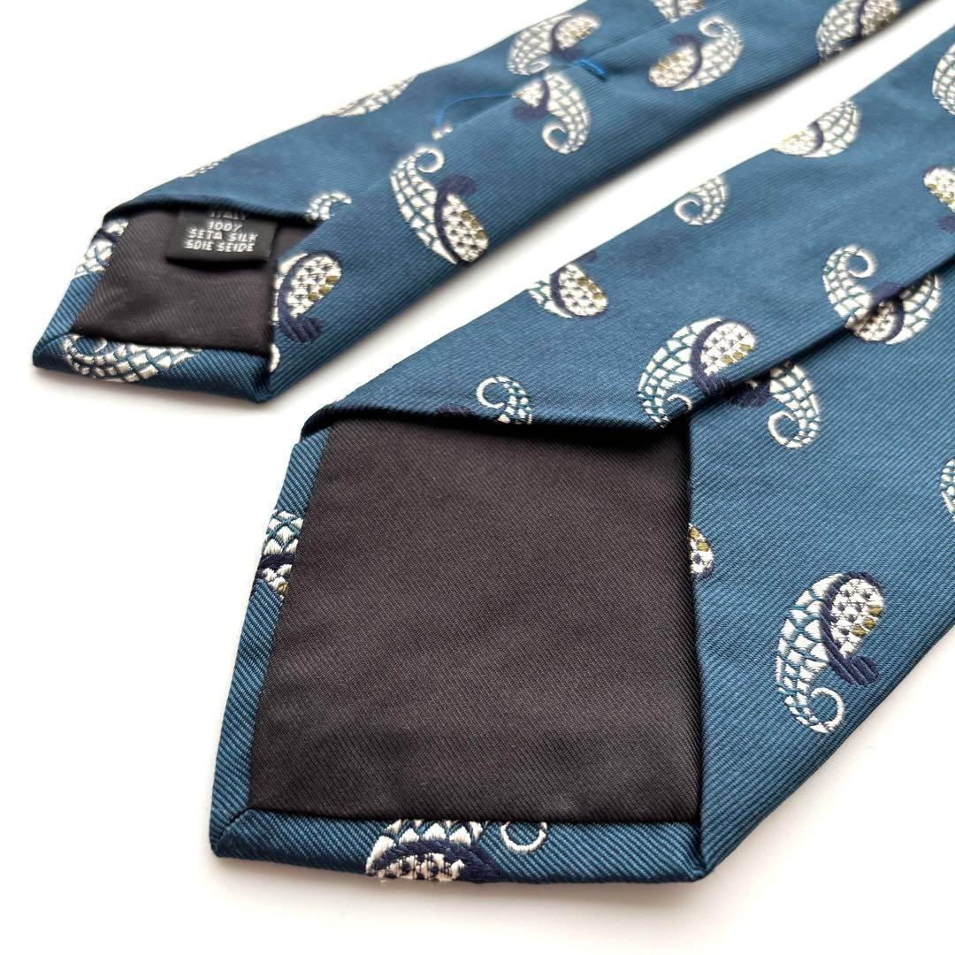 ꧁美品꧂ トゥモローランド ネクタイ セブンフォールド ペイズリー グリーン