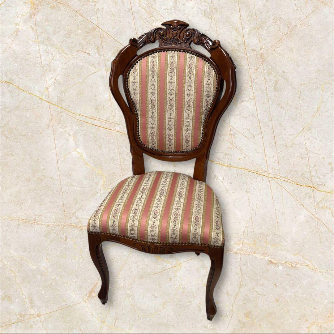 美品　猫脚　ヨーロピアン　クラシック調 木製 彫刻ストライプ柄　アンティーク風