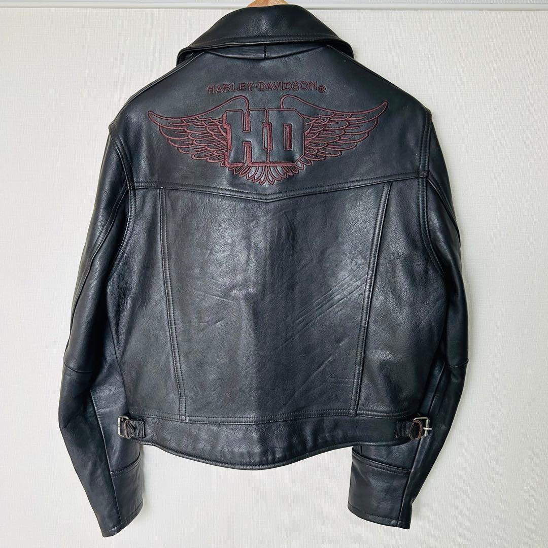 ハーレーダビッドソン ライダースジャケット H-D刺繍ロゴ 牛革製
