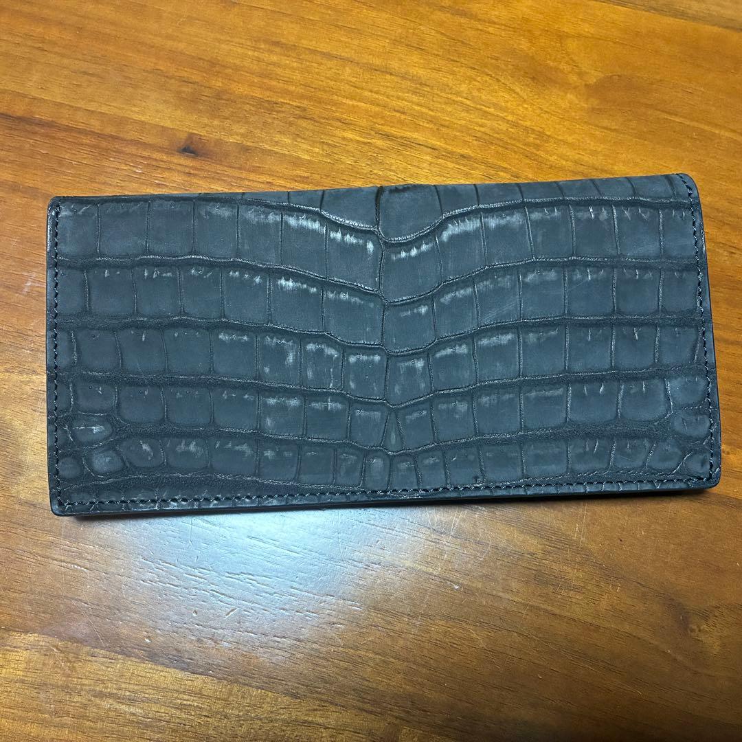 【新品未使用】馬車道今井 ヌバッククロコダイル二つ折り長財布