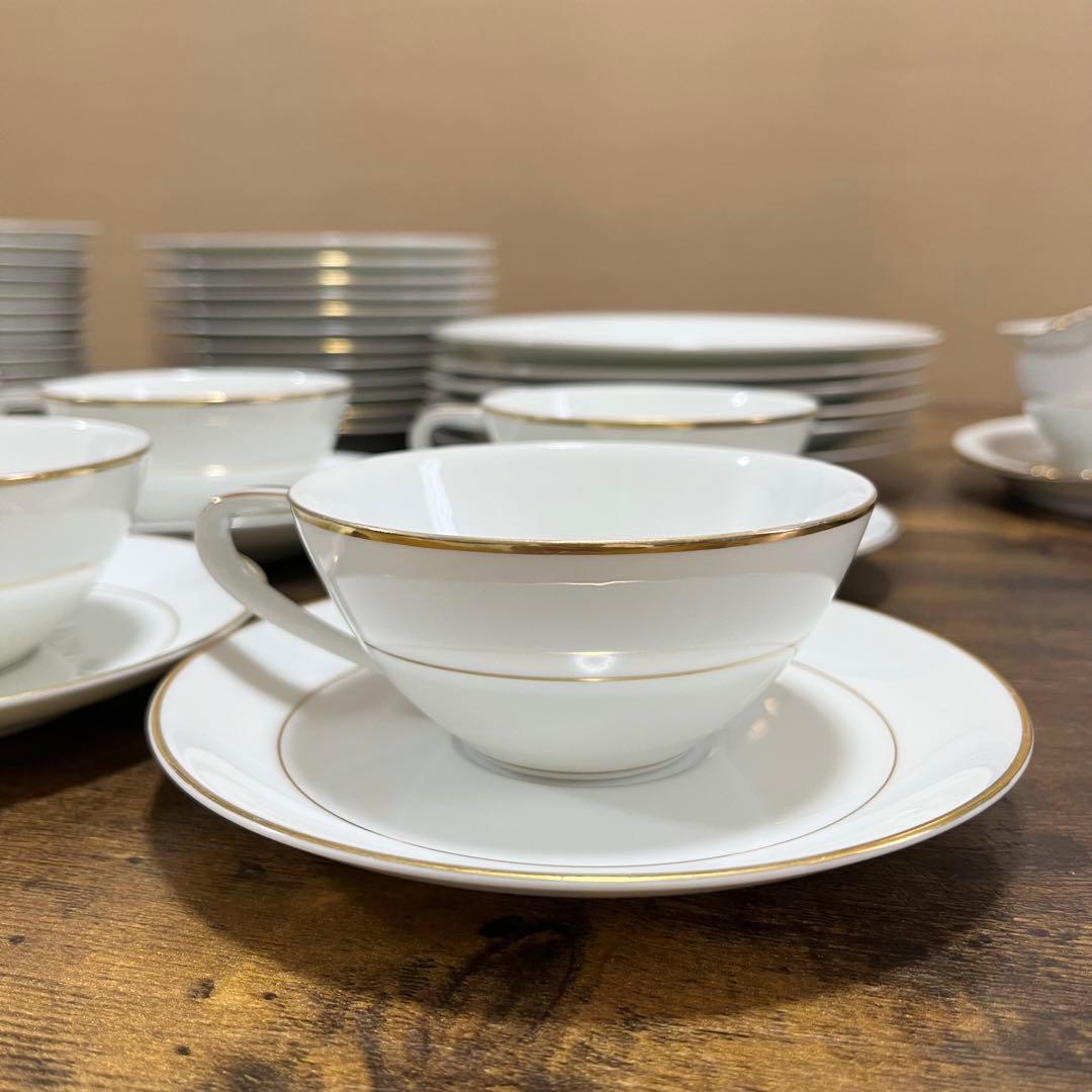 【未使用】Noritake ホワイト ゴールドライン 食器セット　48皿