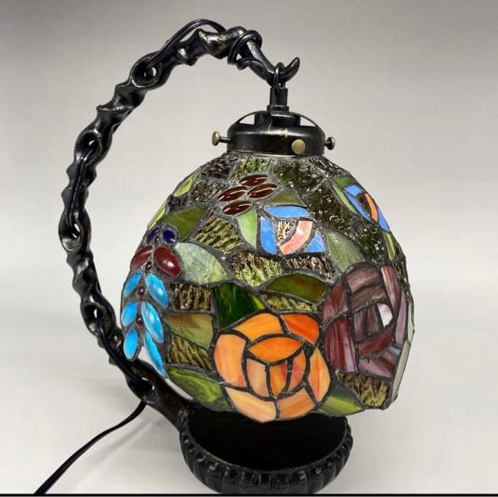 美品 ステンドグラス ステンド ガラス アンティーク 卓上ランプ