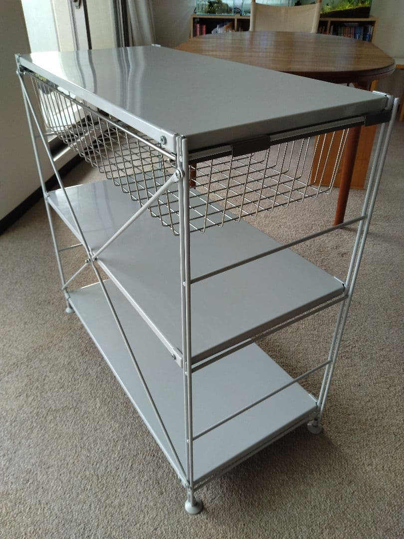 【美品】MUJI無印良品 スチールユニットシェルフ小ワイド86cmバスケット×2