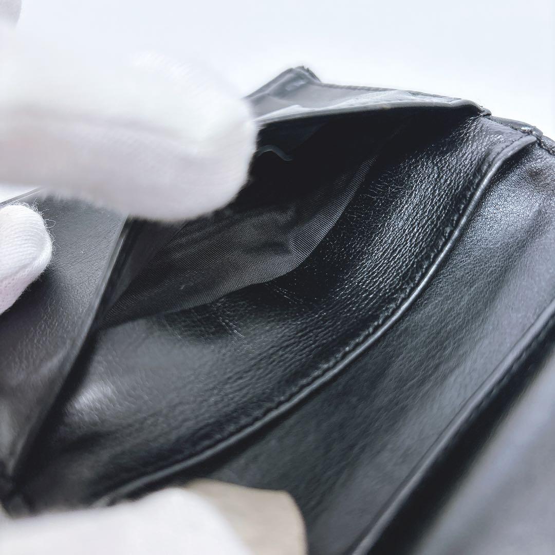 【シャネル】デカココマーク キャビアスキン ２つ折り財布 フラップホック 黒