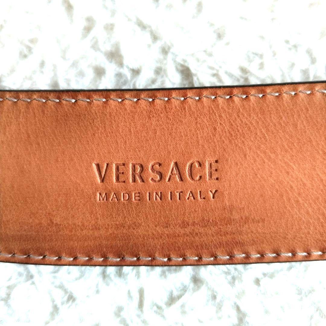 VERSACE ヴェルサーチ グレカ総柄 ロゴプレート レザーベルト 超激レア