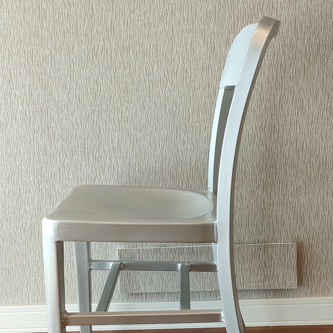 ヴィンテージ　アルミニウム 　チェア　座刳り　サイドチェア①