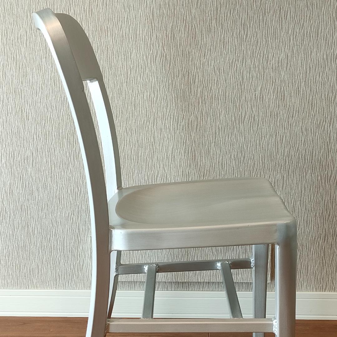 ヴィンテージ　アルミニウム 　チェア　座刳り　サイドチェア①