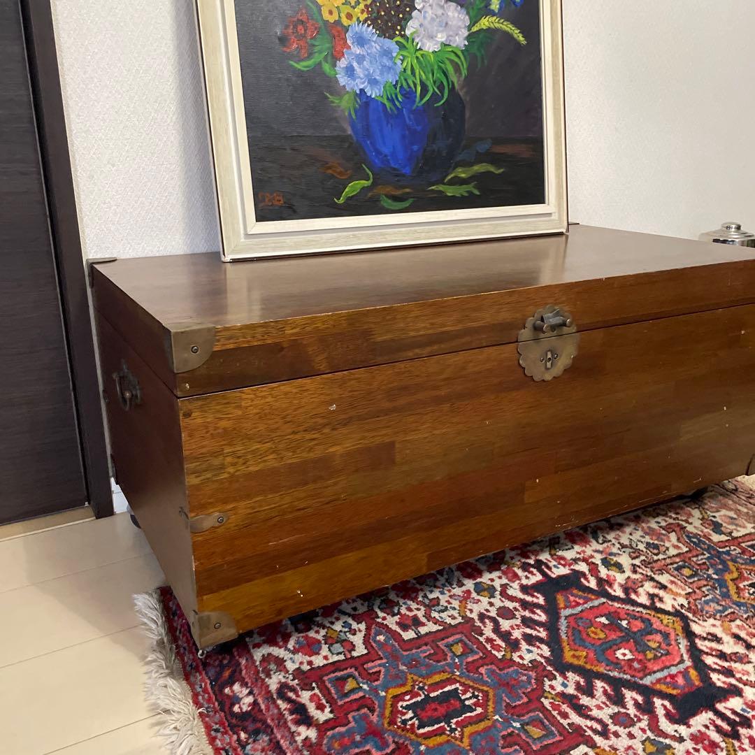 アンティーク　テーブル　衣装箱　木箱