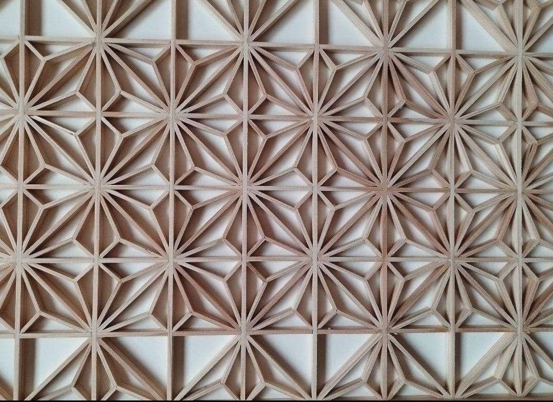 101 ❣️特価❣️麻の葉組子2枚一組木製額縁