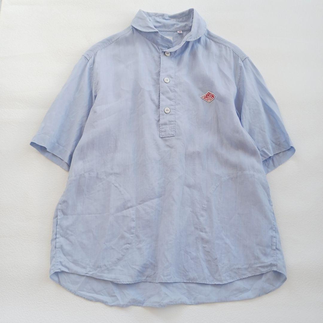 ダントン リネン100% ラウンドカラープルオーバーシャツ 40 ライトブルー