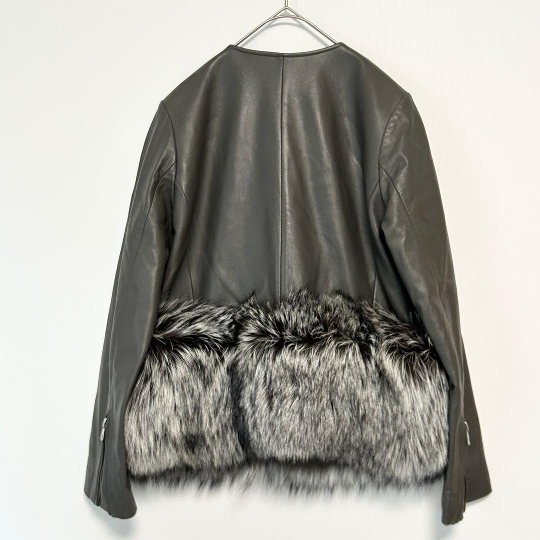 ライダースジャケット イタリア製生地 ラムレザー ファー M