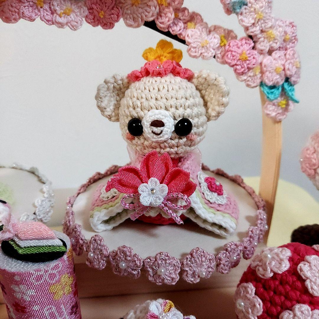 ハンドメイド　ひな祭り　編みぐるみ　シマエナガ　置物　インテリア
