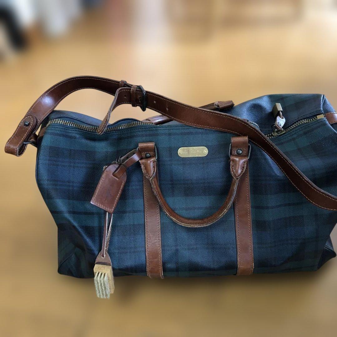 ポロ　ラルフローレン　グリーン チェック ボストンバッグ