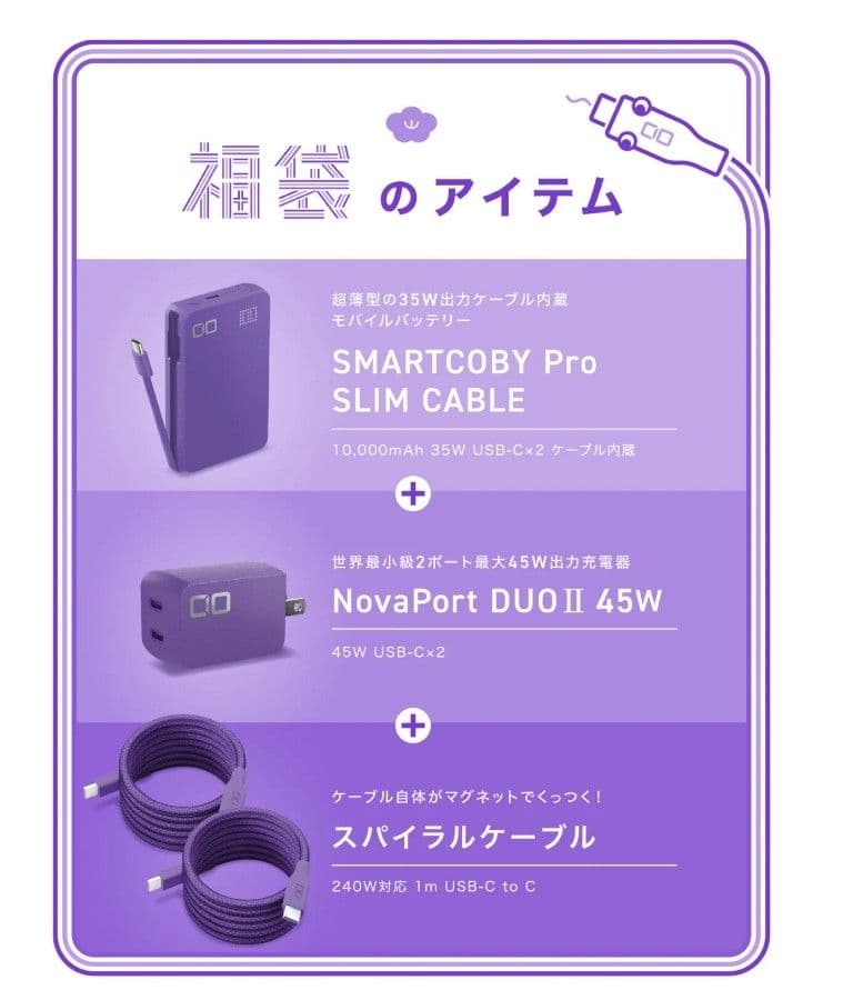 ロ*イ様 CIO パープル2025　ケーブル　NovaPort　SMARTCOB