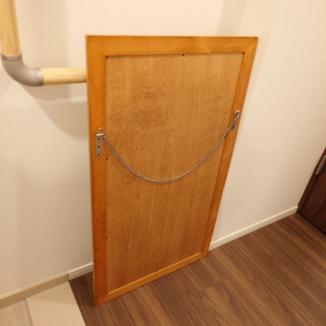 花柄ペイントの木製壁掛け鏡