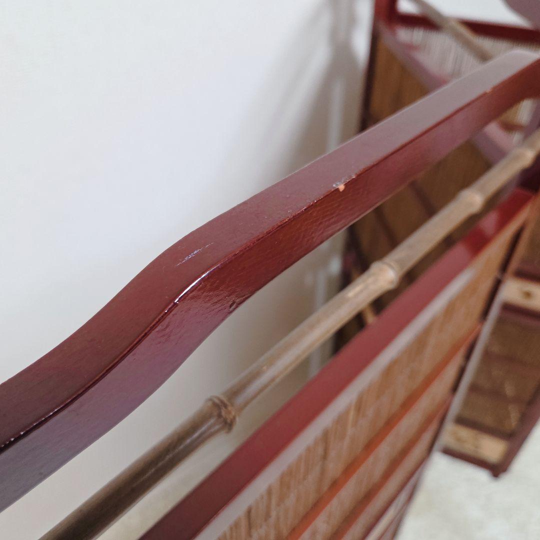 パーティション アンティーク 昭和レトロ 4連 衝立 竹簾屏風 アジアン 竹