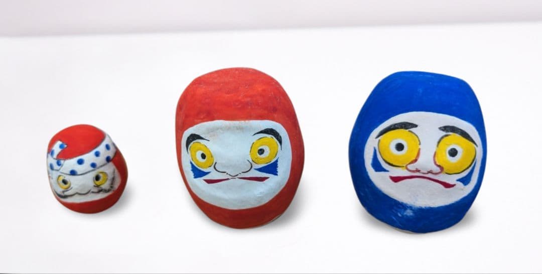 【近江だるま】滋賀の郷土民芸 3体揃い｜素朴顔・昭和民藝・希少セット