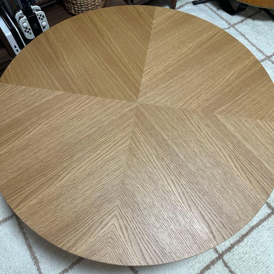 円形テーブル　ヘリンボーン　90cm　木製　ローテーブル　ナチュラル
