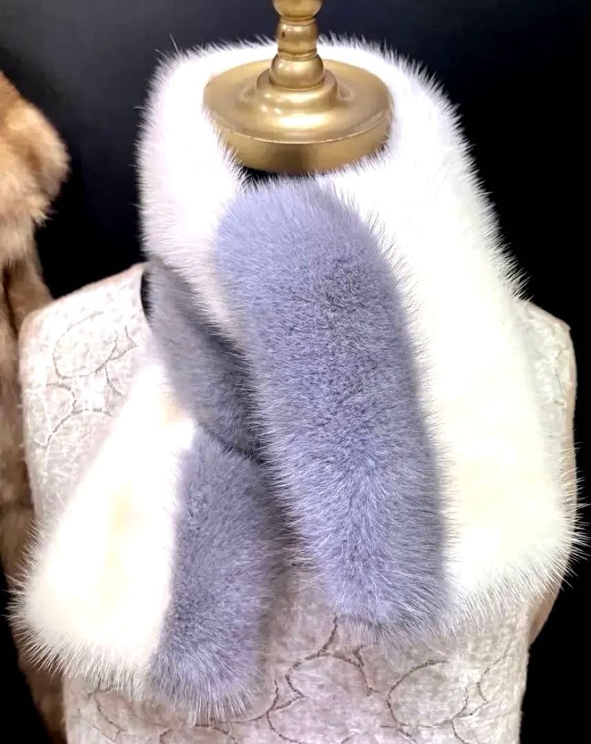 サファイア　ミンクマフラー／オフホワイト／GAKE 日本製❣️