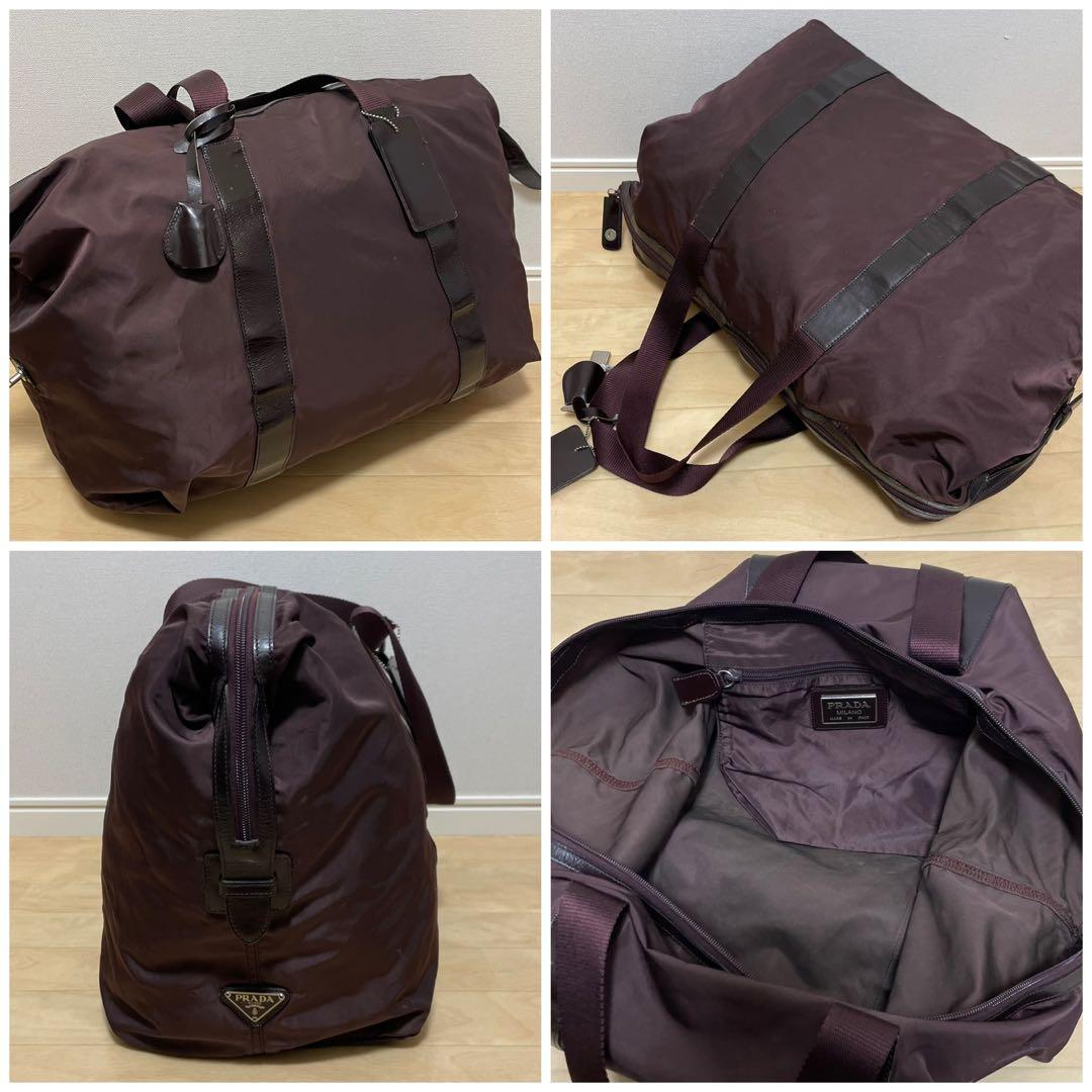 ■PRADA（プラダ）/良品 / ナイロン×レザー /ボストンバッグ /ブラウン