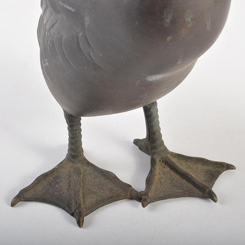 金工　秀山作　鋳銅　家鴨　アヒル　置物　一對　重さ合計約3.2㎏　G　R7513