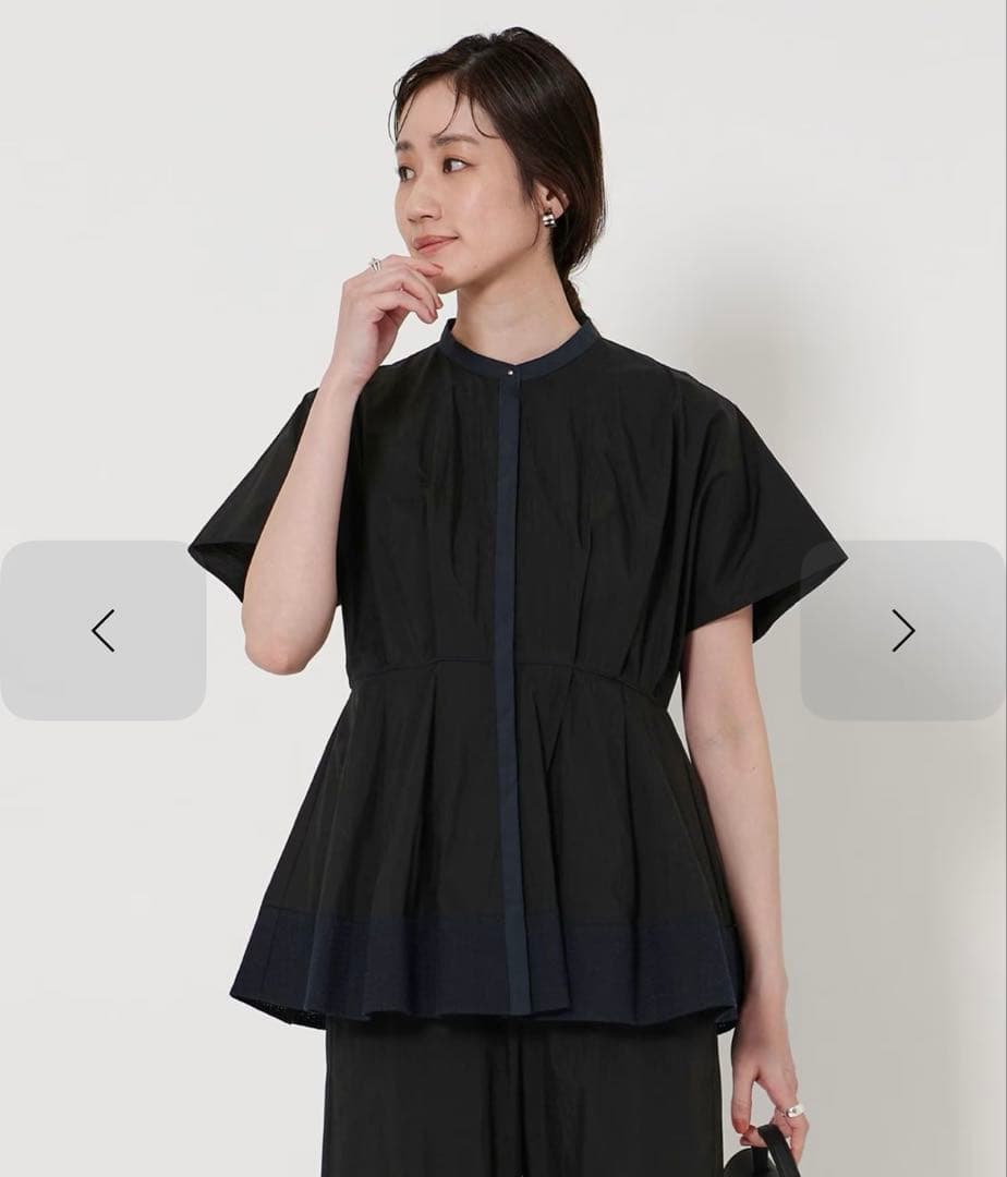 【今期】UNITED ARROWS フレアシルエット 半袖ブラウス 黒
