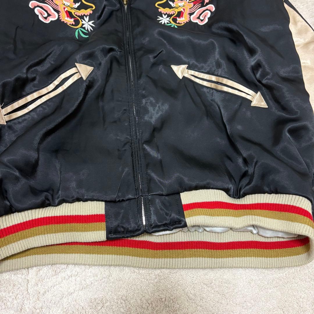 美品『HOUSTON』 スカジャン　龍　虎　富士山　日本地図　刺繍　XL