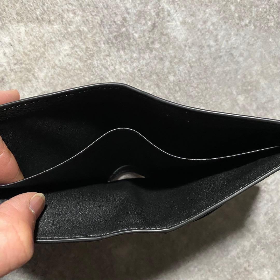 極美品 Coach コーチ レザー 二つ折り財布 パスケース付 ブラック 黒