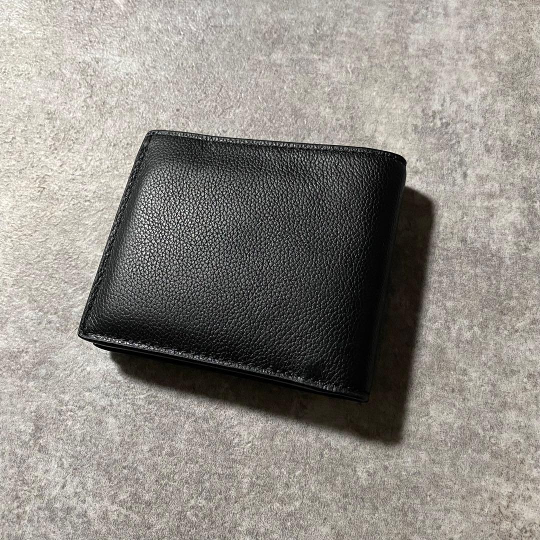 極美品 Coach コーチ レザー 二つ折り財布 パスケース付 ブラック 黒