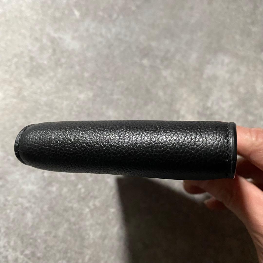 極美品 Coach コーチ レザー 二つ折り財布 パスケース付 ブラック 黒