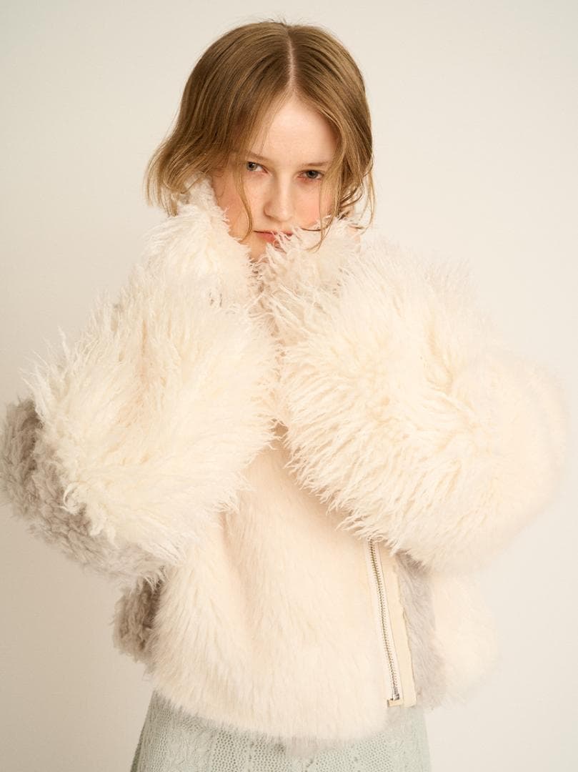 く*み様 【新品】FUR FUR エコファーライダースジャケット OWHT フリ