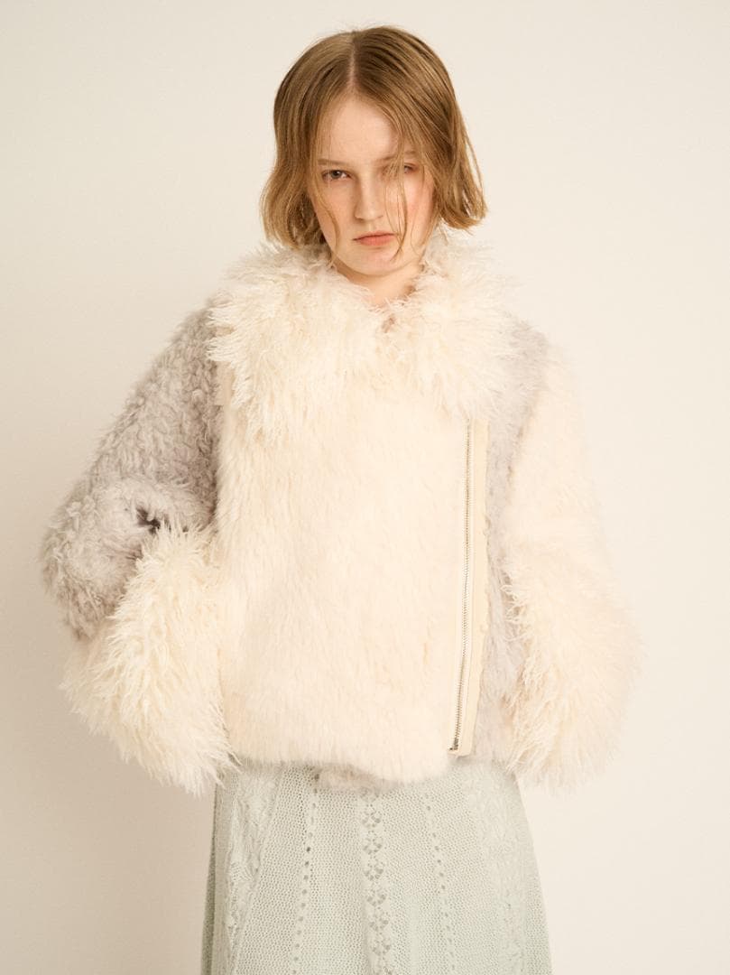 く*み様 【新品】FUR FUR エコファーライダースジャケット OWHT フリ