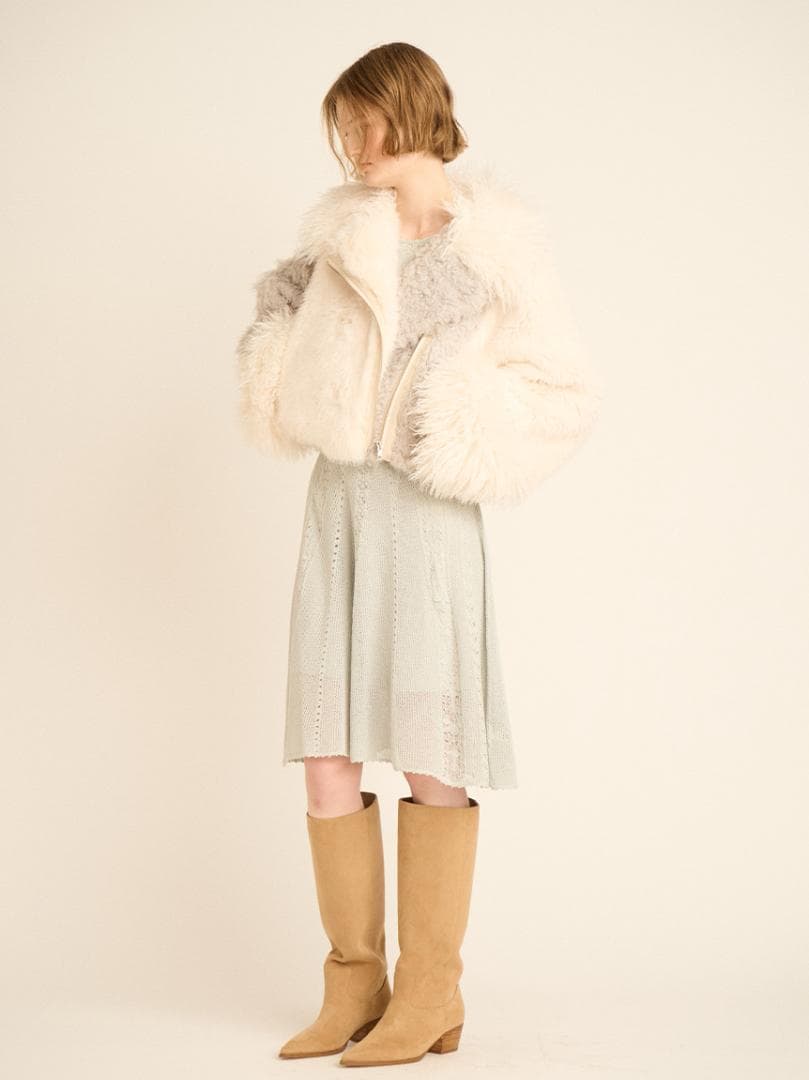 く*み様 【新品】FUR FUR エコファーライダースジャケット OWHT フリ