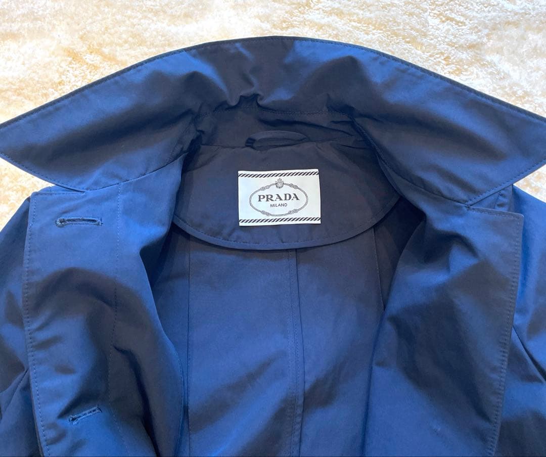 PRADA ネイビー トレンチコート ベルト付きプラダステンカラーコート36